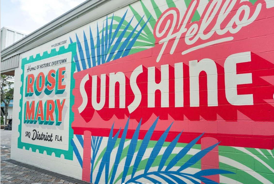 rosemary district in sarasota mural on restaurant building