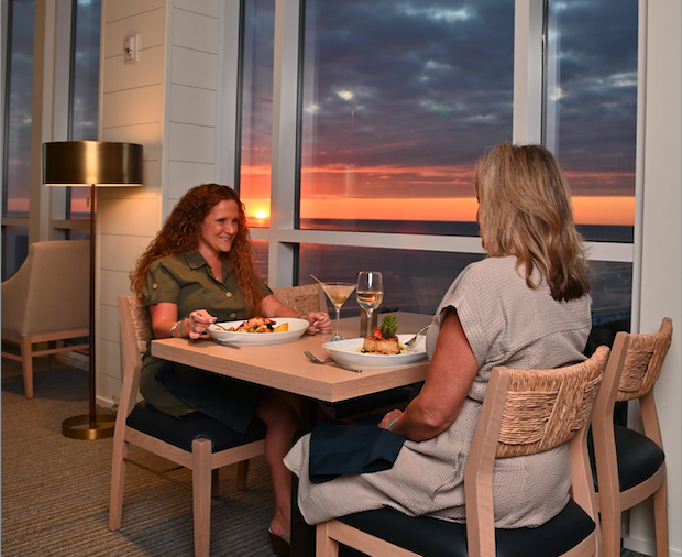 ladies having dinner at drift kitchen