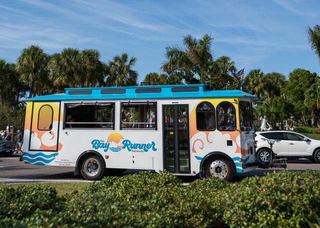 the bayrunner trolley in sarasota florida's downtown