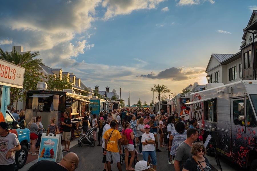 people at foodtrucks during waterside place ranch nights