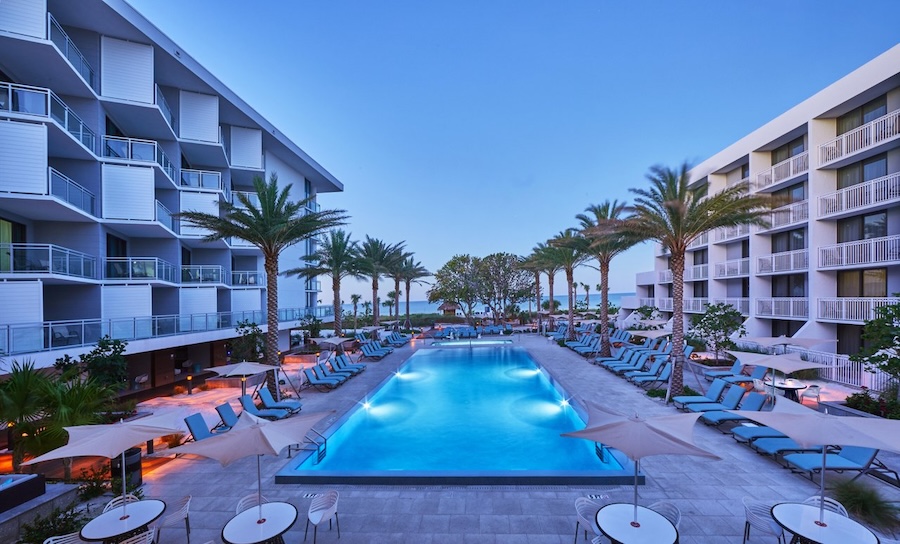 the poolscape of zota beach resort on longboat key