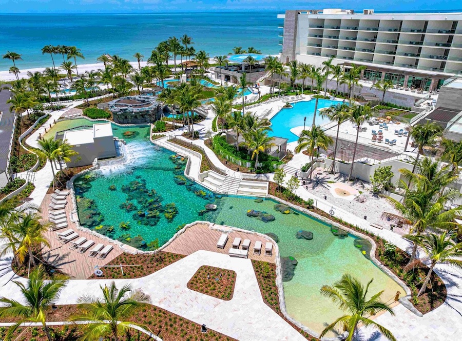 st regis longboat key aerial of pools and beach