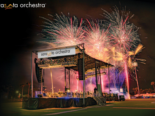 Stage on baseball field